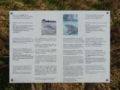 Information board along the path to welcome visitors.